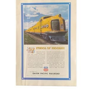 Vintage 1943 Union Pacific Railroad Symbol of Power Ad Advertisement